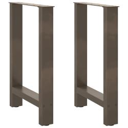 Lot de 2 pieds de table &agrave; manger en acier naturel 50 x 72-73 cm robustes design moderne 02_0057543