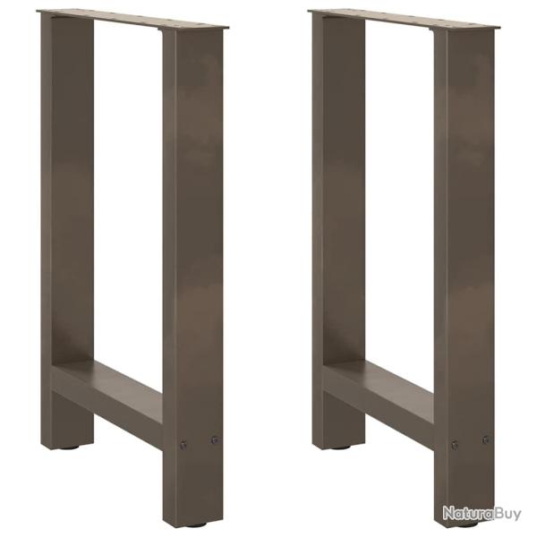 Lot de 2 pieds de table � manger en acier naturel 50 x 72-73 cm robustes design moderne 02_0057543