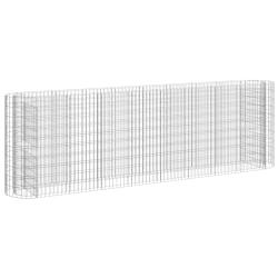 Lit sur&eacute;lev&eacute; &agrave; gabion fer galvanis&eacute; 330 x 50 x 100 cm Argent 02_0039914