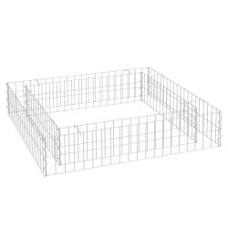 Lit sur&eacute;lev&eacute; &agrave; gabion acier galvanis&eacute; 100 x 100 x 20 cm Argent 02_0039891
