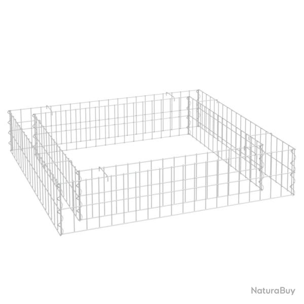 Lit sur�lev� � gabion acier galvanis� 100 x 100 x 20 cm Argent 02_0039891