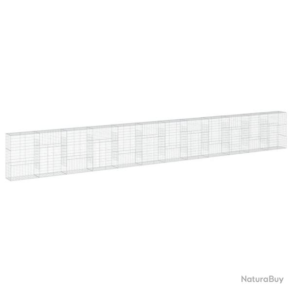 Panier gabion cl�ture cage mur de sout�nement avec couvercle 1200 x 50 x 150 cm fer galvanis� Argen