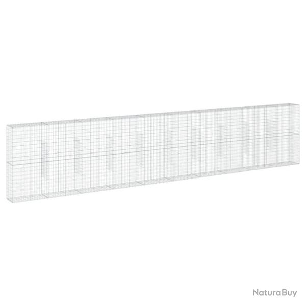 Panier gabion cl�ture cage mur de sout�nement avec couvercle 1000 x 50 x 200 cm fer galvanis� Argen