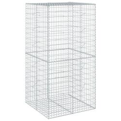Panier gabion cl&ocirc;ture cage mur de sout&egrave;nement avec couvercle 100 x 100 x 200 cm fer galvanis&eacute; Argen