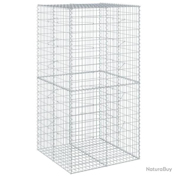 Panier gabion cl�ture cage mur de sout�nement avec couvercle 100 x 100 x 200 cm fer galvanis� Argen
