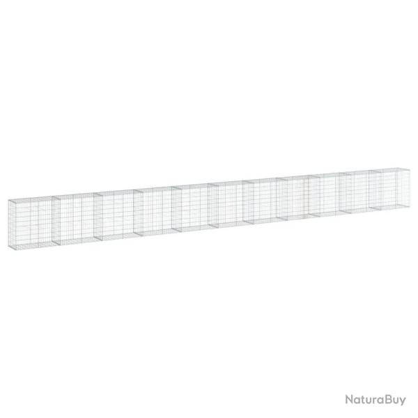Panier gabion cl�ture cage mur de sout�nement avec couvercle 1100 x 50 x 100 cm fer galvanis� Argen