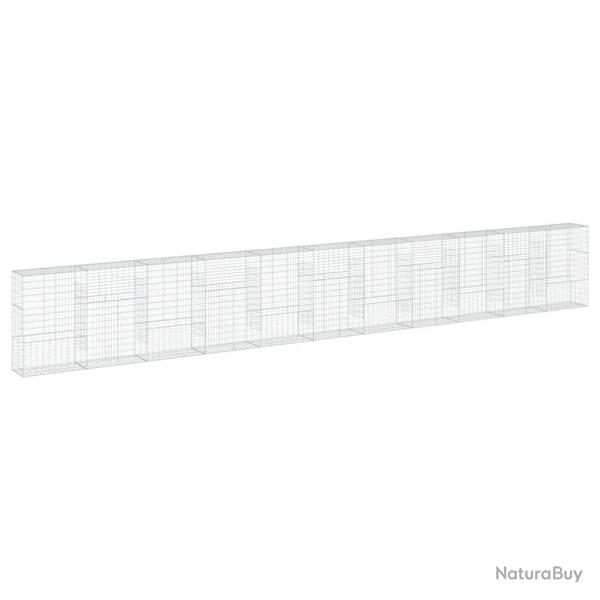 Panier gabion cl�ture cage mur de sout�nement avec couvercle 1100 x 50 x 150 cm fer galvanis� Argen