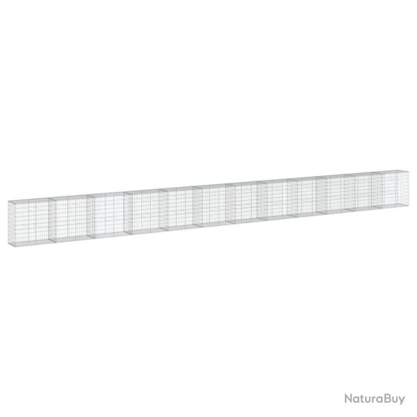 Panier gabion cl�ture cage mur de sout�nement avec couvercle 1200 x 50 x 100 cm fer galvanis� Argen