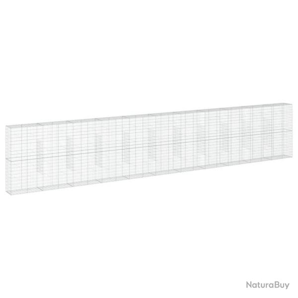 Panier gabion cl�ture cage mur de sout�nement avec couvercle 1100 x 50 x 200 cm fer galvanis� Argen