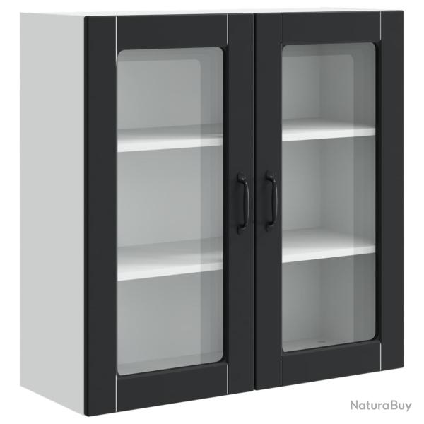 Armoire de cuisine murale moderne rangement pratique 80 x 31 x 80 cm en bois d'ing�nierie noir 02_0