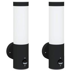 Lot de 2 appliques murales modernes &eacute;tanches jardin 12 x 8,5 x 29 cm en acier inoxydable noir 02_00