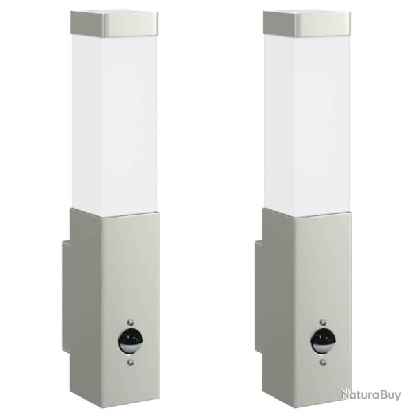 Lot de 2 appliques murales ext�rieures modernes design �pur� 10.5 x 6 x 33 cm en acier inoxydable a