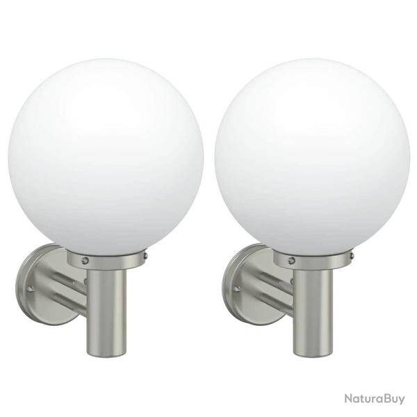 Lot de 2 appliques murales ext�rieures modernes rondes 28 x 25 x 38 cm r�sistantes intemp�ries en a
