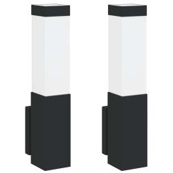 Lot de 2 appliques murales ext&eacute;rieures design moderne 10.5 x 6 x 33 cm en acier inoxydable noir 02_
