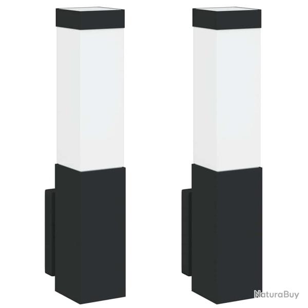 Lot de 2 appliques murales ext�rieures design moderne 10.5 x 6 x 33 cm en acier inoxydable noir 02_