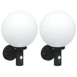 Lot de 2 appliques murales ext&eacute;rieures rondes modernes 28 x 25 x 38 cm en acier inoxydable noir 02_