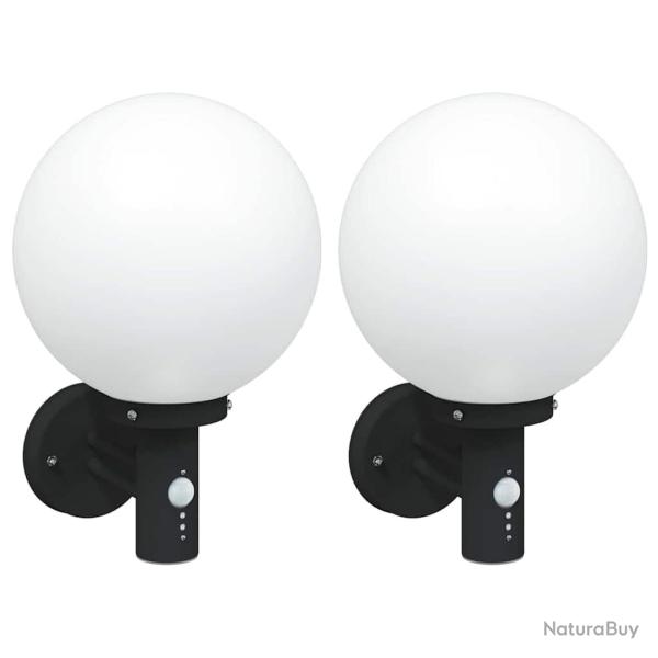 Lot de 2 appliques murales ext�rieures rondes modernes 28 x 25 x 38 cm en acier inoxydable noir 02_