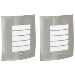 Lot de 2 appliques murales ext&eacute;rieures moderne avec d&eacute;tecteur de mouvement 23.5 x 9 x 26 cm en acie