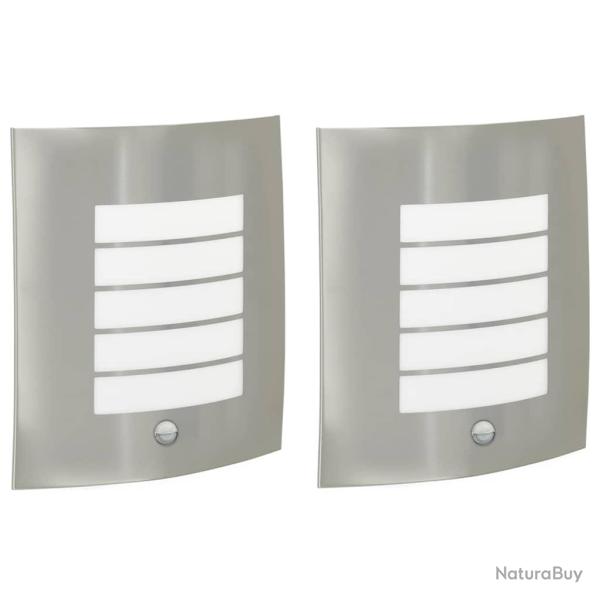 Lot de 2 appliques murales ext�rieures moderne avec d�tecteur de mouvement 23.5 x 9 x 26 cm en acie
