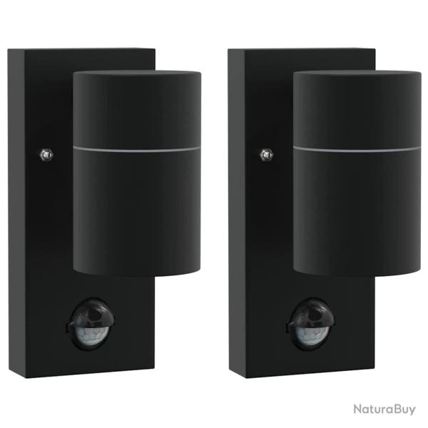 Lot de 2 appliques murales ext�rieures design moderne 6,5 x 10,5 x 16 cm en acier inoxydable noir 0