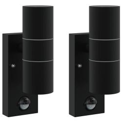 Lot de 2 appliques murales cylindriques ext&eacute;rieur design contemporain &eacute;clairage 7 x 10 x 22 cm en a
