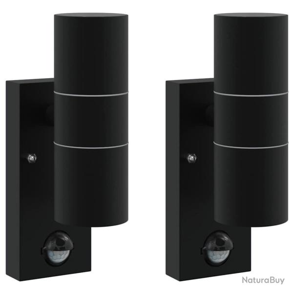 Lot de 2 appliques murales cylindriques ext�rieur design contemporain �clairage 7 x 10 x 22 cm en a