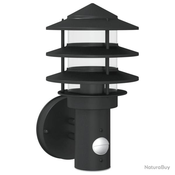 Applique murale d'ext�rieur avec capteur r�glable 15,5 x 15,5 x 28 cm en acier inoxydable noir 02_0