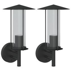 Lot de 2 appliques murales ext&eacute;rieures &eacute;l&eacute;gantes IP44 jardin 17,5 x 17,5 x 33 cm en acier inoxydabl