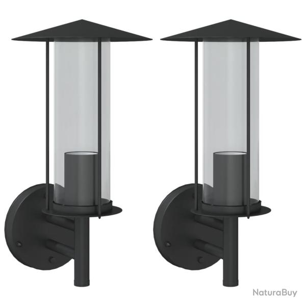 Lot de 2 appliques murales ext�rieures �l�gantes IP44 jardin 17,5 x 17,5 x 33 cm en acier inoxydabl