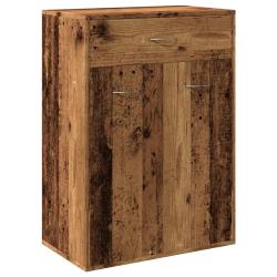 Armoire &agrave; chaussures vintage avec 4 &eacute;tag&egrave;res et tiroir 60 x 35 x 84 cm en bois d'ing&eacute;nierie vieux b