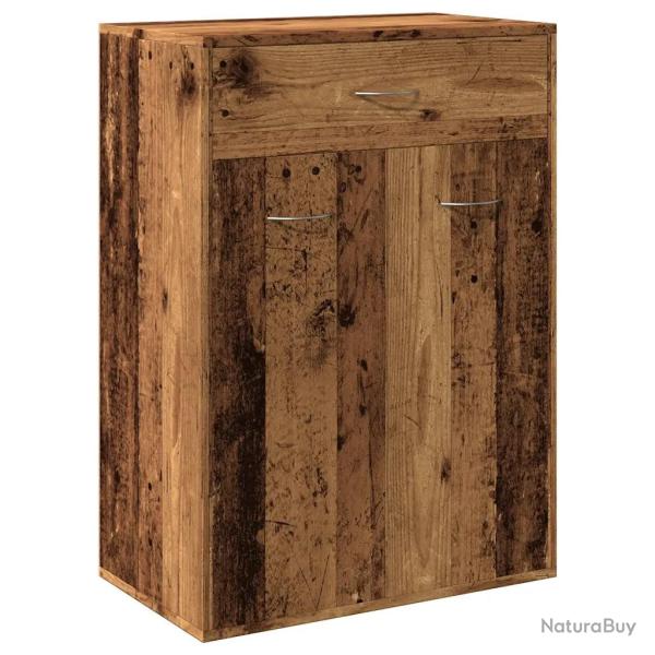 Armoire � chaussures vintage avec 4 �tag�res et tiroir 60 x 35 x 84 cm en bois d'ing�nierie vieux b