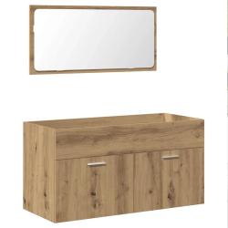 Armoire de salle de bain avec miroir 90 x 38,5 x 46 cm rangement pratique murale en bois d'ing&eacute;nier