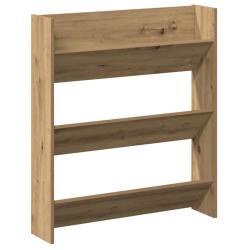 Armoire &agrave; chaussures murale moderne gain de place 80 x 18 x 90 cm en bois d'ing&eacute;nierie ch&ecirc;ne artisa