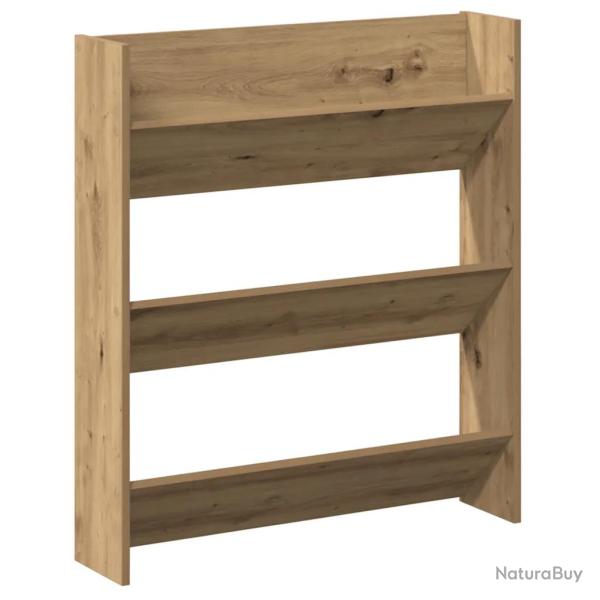 Armoire � chaussures murale moderne gain de place 80 x 18 x 90 cm en bois d'ing�nierie ch�ne artisa