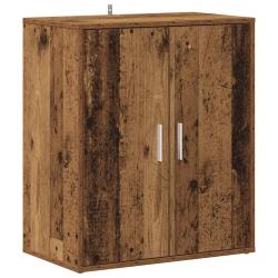 Armoire &agrave; chaussures vintage avec portes rangement 60 x 35 x 70 cm en bois d'ing&eacute;nierie vieux bois