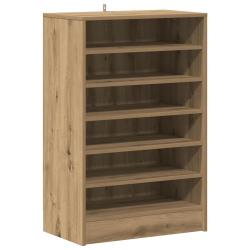 Armoire &agrave; chaussures moderne avec 6 &eacute;tag&egrave;res ouvertes 60 x 35 x 92 cm en bois d'ing&eacute;nierie ch&ecirc;ne ar