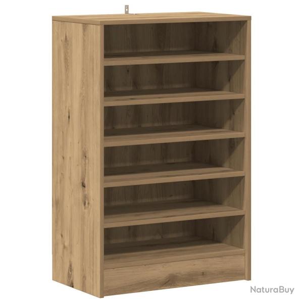 Armoire � chaussures moderne avec 6 �tag�res ouvertes 60 x 35 x 92 cm en bois d'ing�nierie ch�ne ar