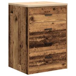 Armoire de rangement garage polyvalente avec quatre tiroirs 60 x 51 x 85 cm en bois vieux bois 02_0