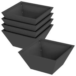 Lot de 5 cache-pots jardin trap&eacute;zo&iuml;dal moderne 35 x 35 x 15 cm en acier noir 02_0052355