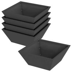 Lot de 5 cache-pots trap&eacute;zo&iuml;daux modernes 40 x 40 x 15 cm pour jardin terrasse en acier noir 02_005