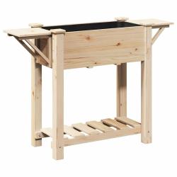 Cache-pot de jardin avec &eacute;tag&egrave;re minimaliste 111 x 37 x 76 cm fonctionnel chic en sapin beige 02_00