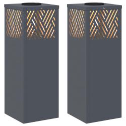 Lot de 2 lampes de chemin LED solaires modernes jardin autoportantes 18 x 18 x 50 cm en acier anthr