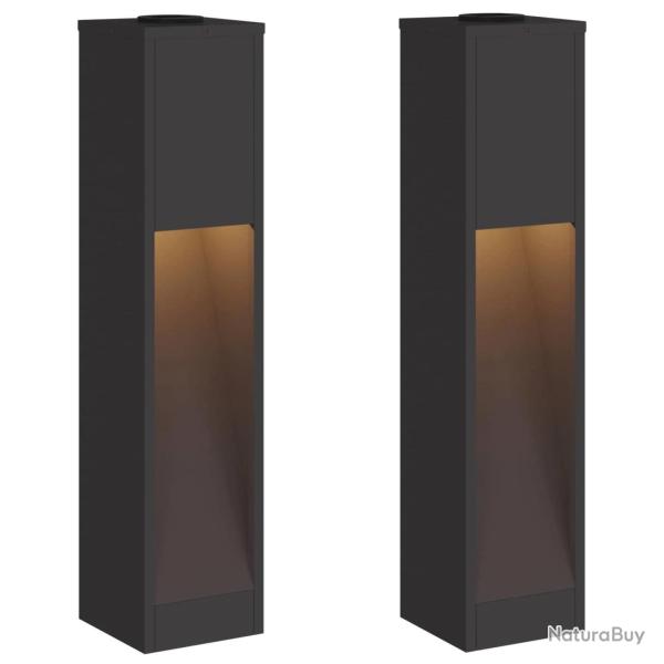 Lot de 2 lampes de chemin LED solaires autoportantes 18 x 18 x 80 cm design moderne jardin en acier
