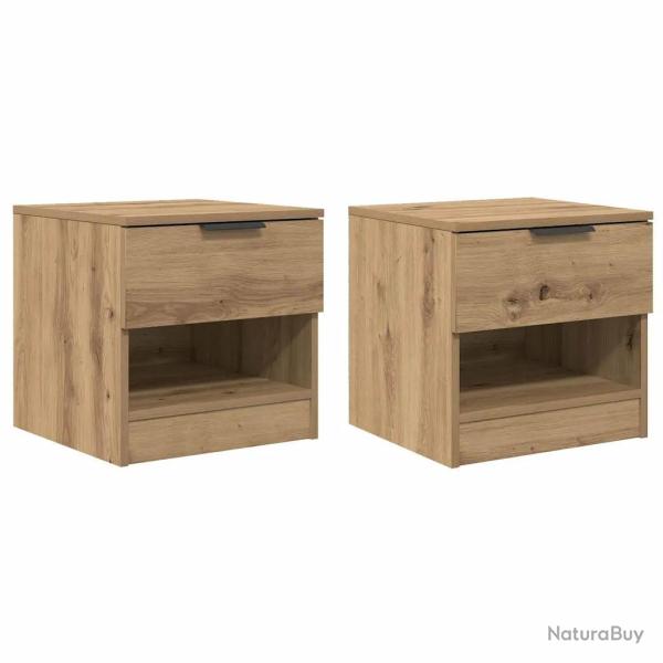 Armoire de lit moderne avec tiroir rangement 40 x 39 x 40 cm style rustique en bois d'ing�nierie ch