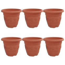 Lot de 6 pots &agrave; fleurs ronds modernes 26 x 21,5 cm l&eacute;ger multifonction int&eacute;rieur ext&eacute;rieur en plast