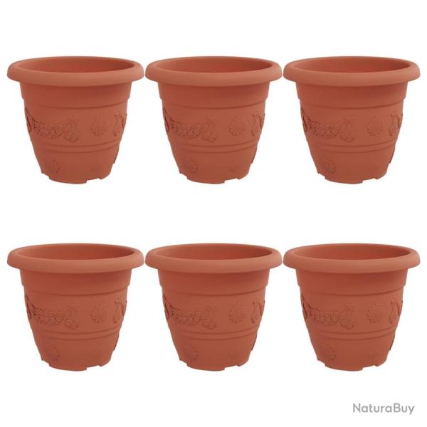 Lot de 6 pots � fleurs ronds modernes 26 x 21,5 cm l�ger multifonction int�rieur ext�rieur en plast