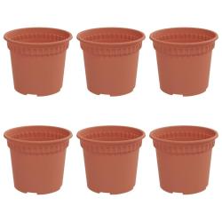 Lot de 6 pots &agrave; fleurs ronds modernes 12,5 x 12,5 x 10 cm avec drainage pratique style contemporain