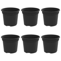 Lot de 6 pots &agrave; fleurs ronds modernes balcon jardin 12,5 x 12,5 x 10 cm en plastique noir 02_0059311