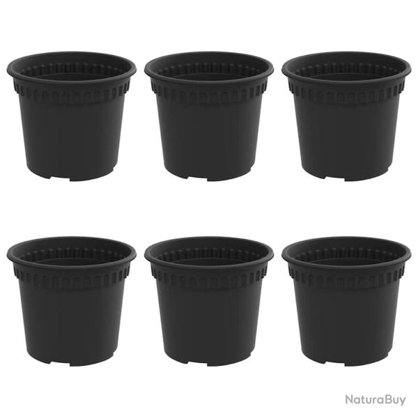 Lot de 6 pots � fleurs ronds modernes balcon jardin 12,5 x 12,5 x 10 cm en plastique noir 02_0059311