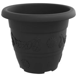 Lot de 24 pots &agrave; fleurs ronds modernes int&eacute;rieur ext&eacute;rieur 26 x 21,5 cm en plastique noir 02_0059332